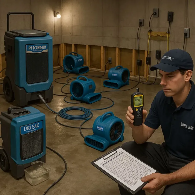 Structural Drying and Dehumidification process in Winfield, IA